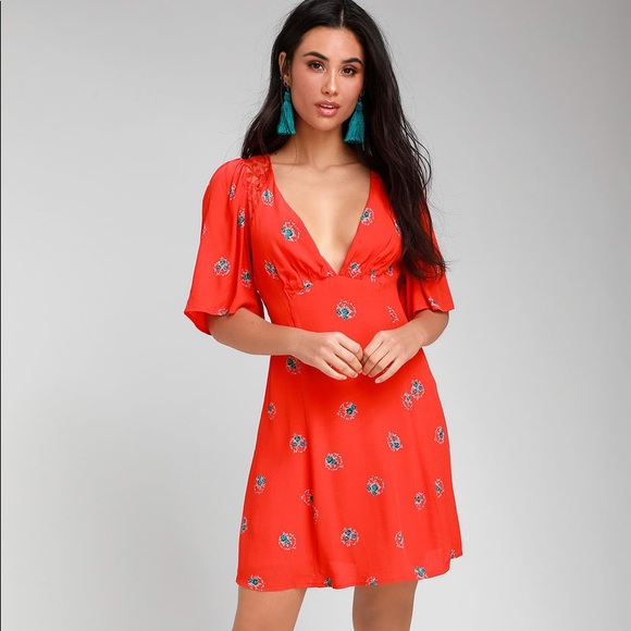 Free People Dresses & Skirts - Free People Mockingbird Coral Red Backless Dress